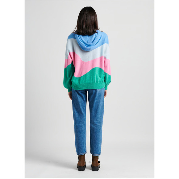 Crush 100% Cashmere Pullover Hoodie Rainbow‎ Wave Size Large Oversized NWT $368 - Picture 2 of 8